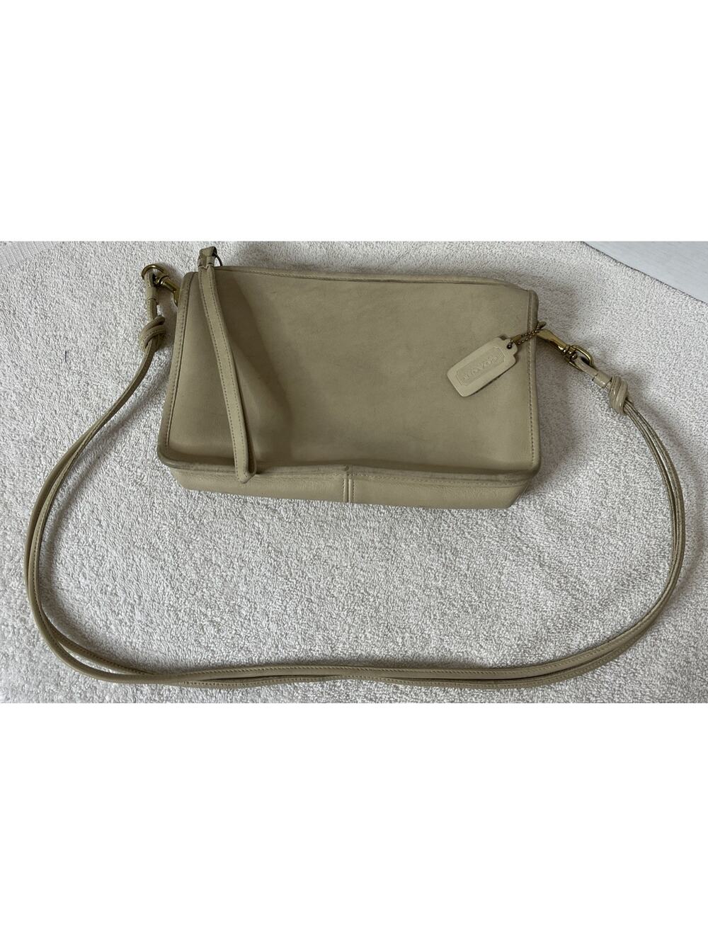 Vtg Coach Bone Bonnie Cashin Leather Shoulder Bag Purse Clutch USA 491-2810